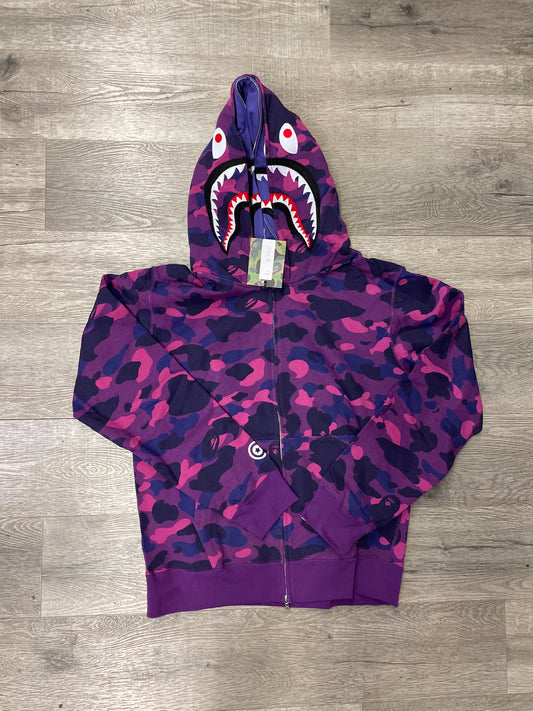 Bape Shark Double Hood Purple Camo Zip