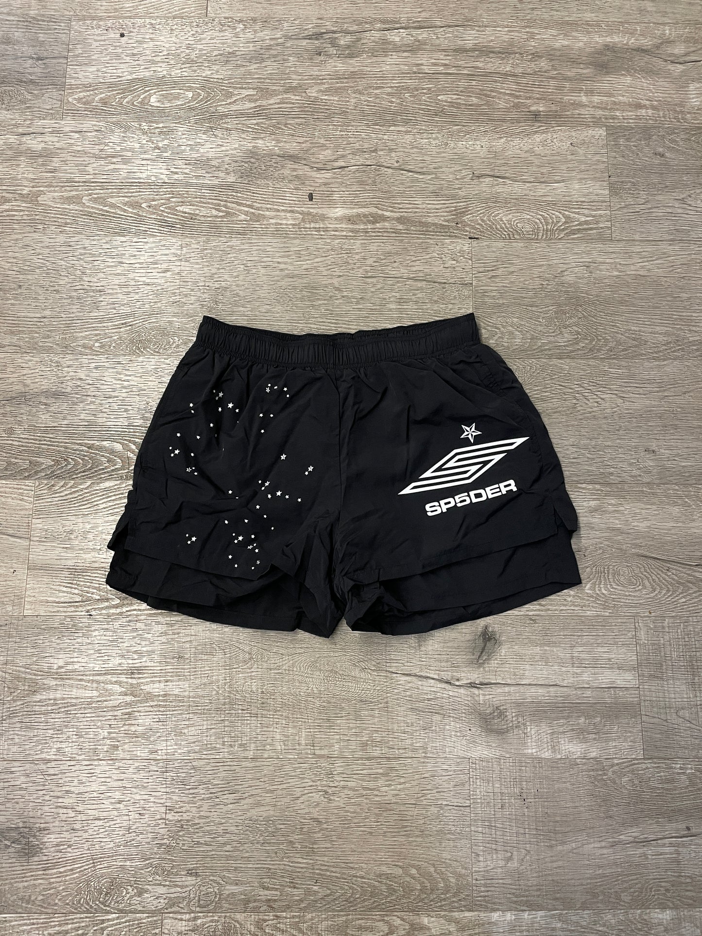 Sp5der Double Layer Black Short