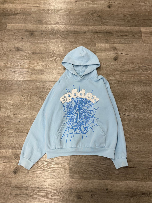 Sp5der Logo Hood Baby Blue